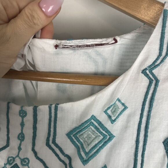 Johnny Was Willow Floral-Embroidered Shift Mini Dress Medium White - Picture 5 of 6